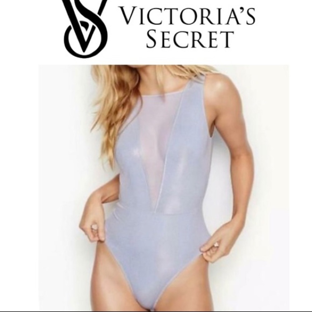Blue shimmer mesh bodysuit